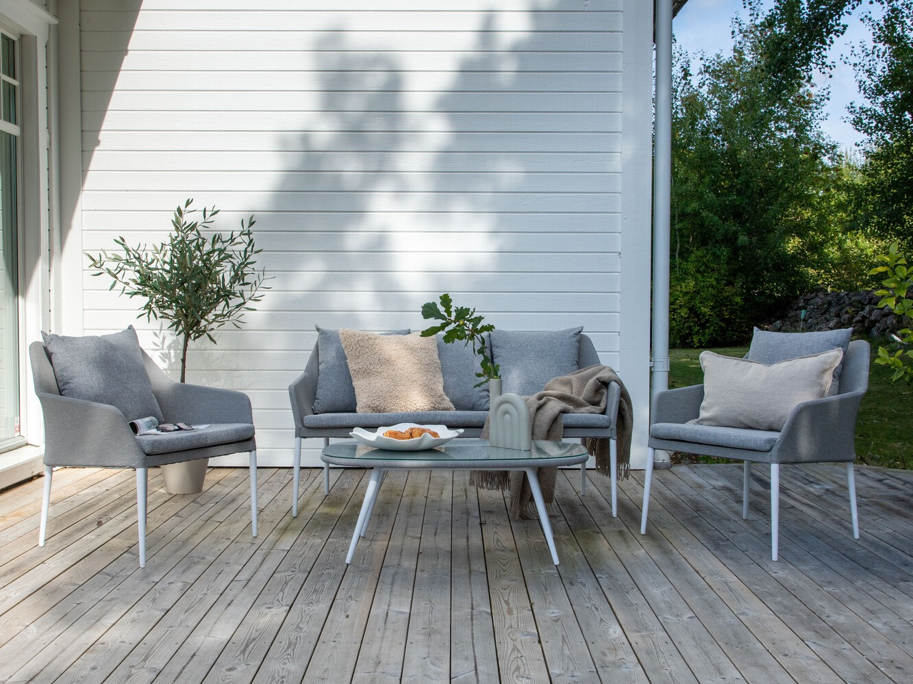 Set mobilier de exterior Dallas 3116 (Gri deschis + Alb)