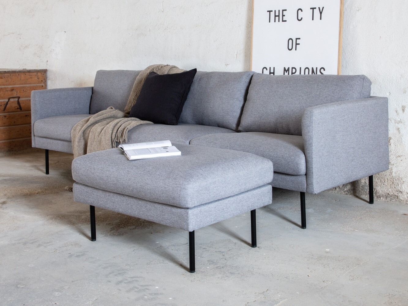 Set mobilier tapițat Fercame 105 (Negru + Gri)