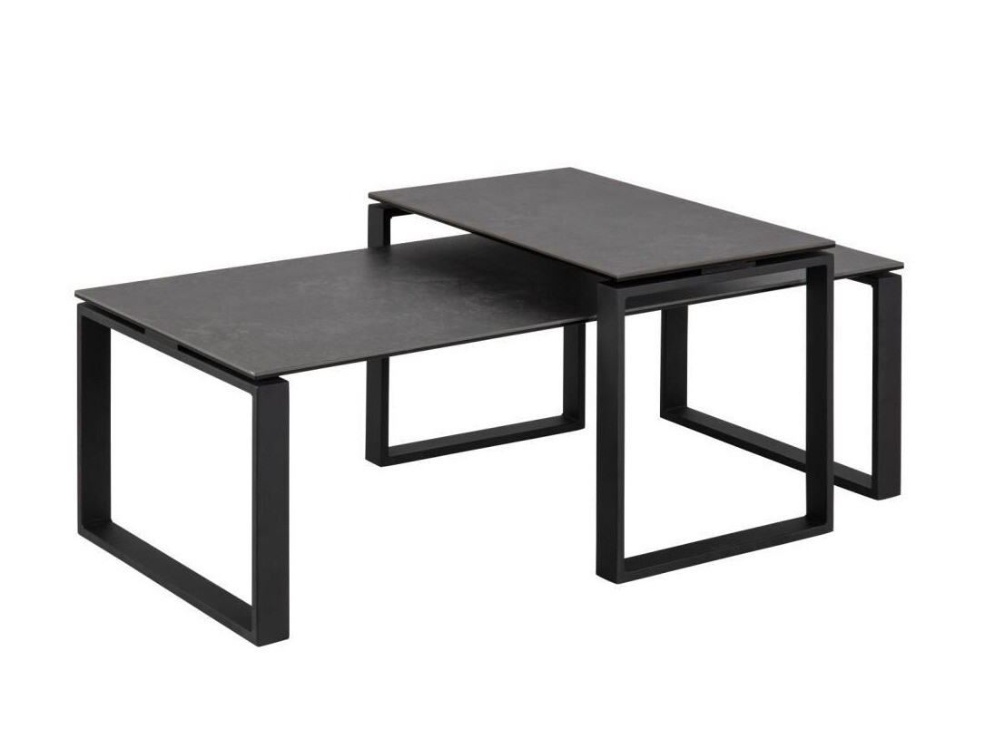Set de măsuțe de cafea Norsica 421 (Gri inchis + Negru)