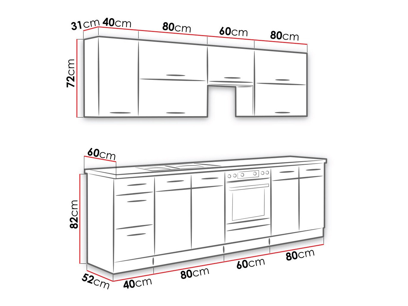 Set de bucătărie modular Wood Grey 135