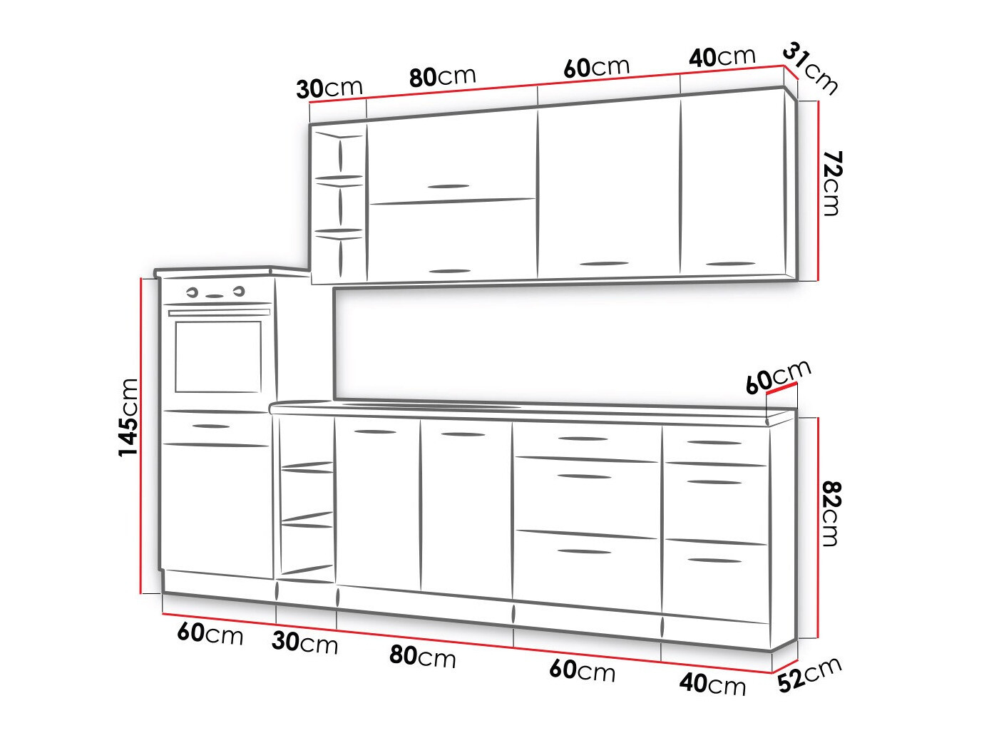 Set de bucătărie modular Wood Grey 137
