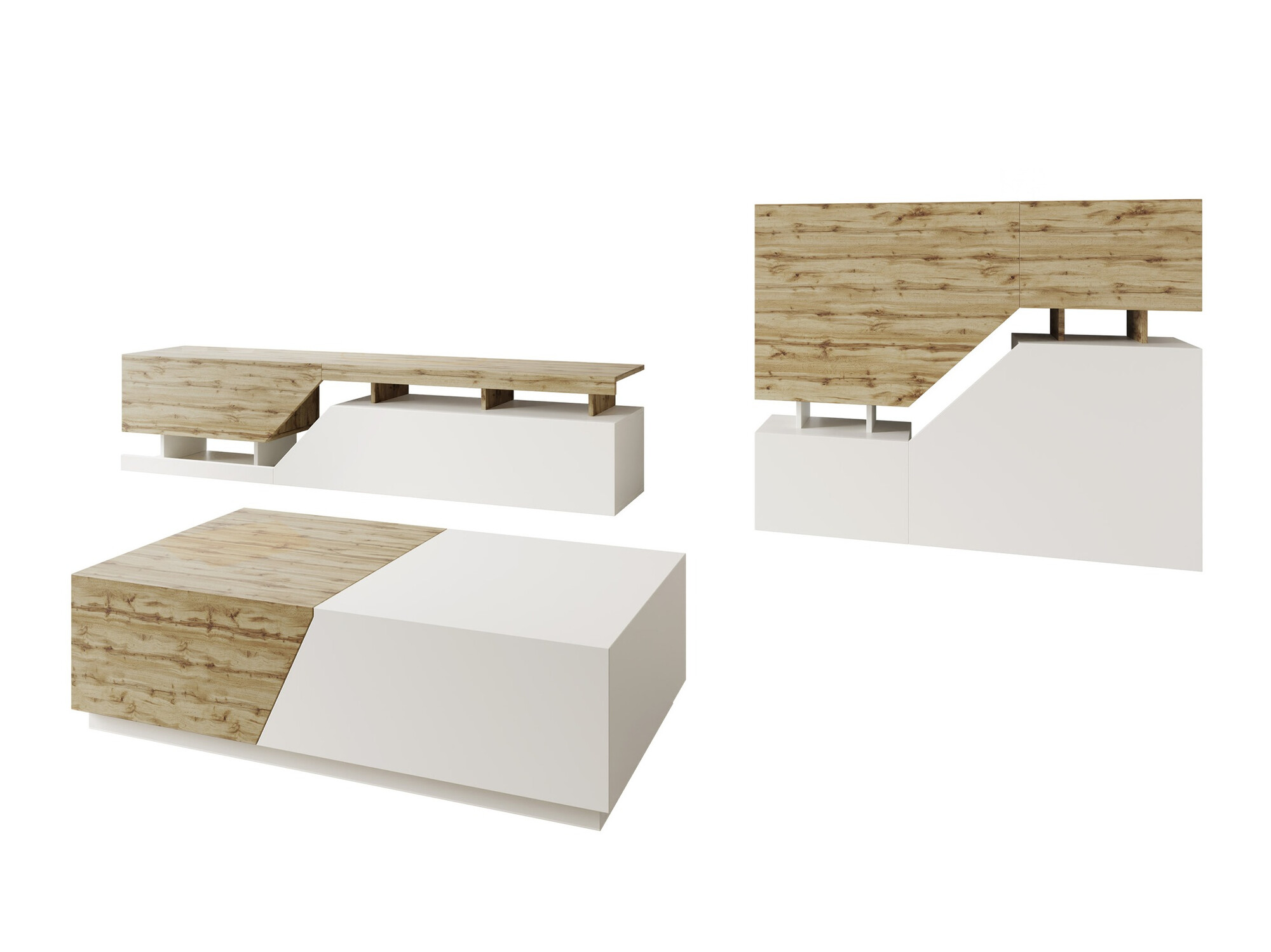 Set de living Comfivo Daldune II (Alb + Stejar Wotan)