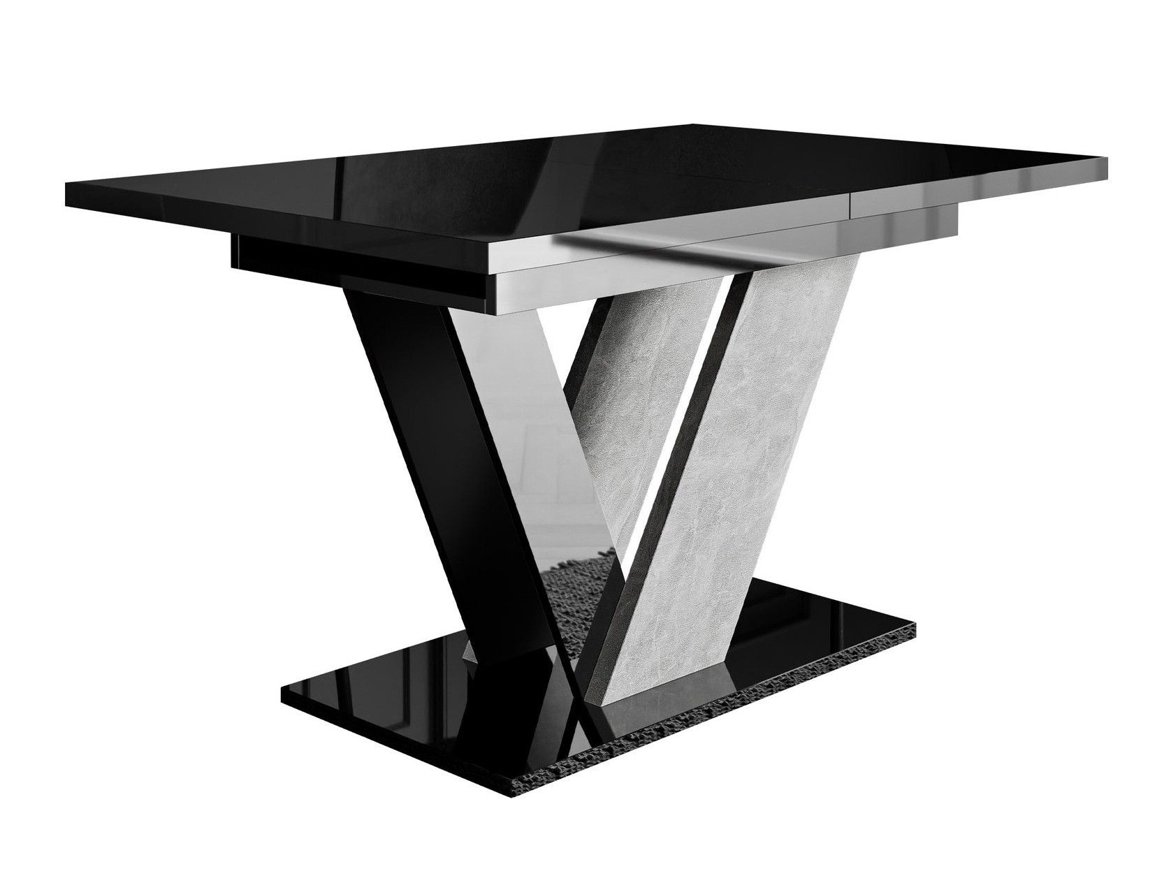 Masă Violium (Negru lucios + Beton)