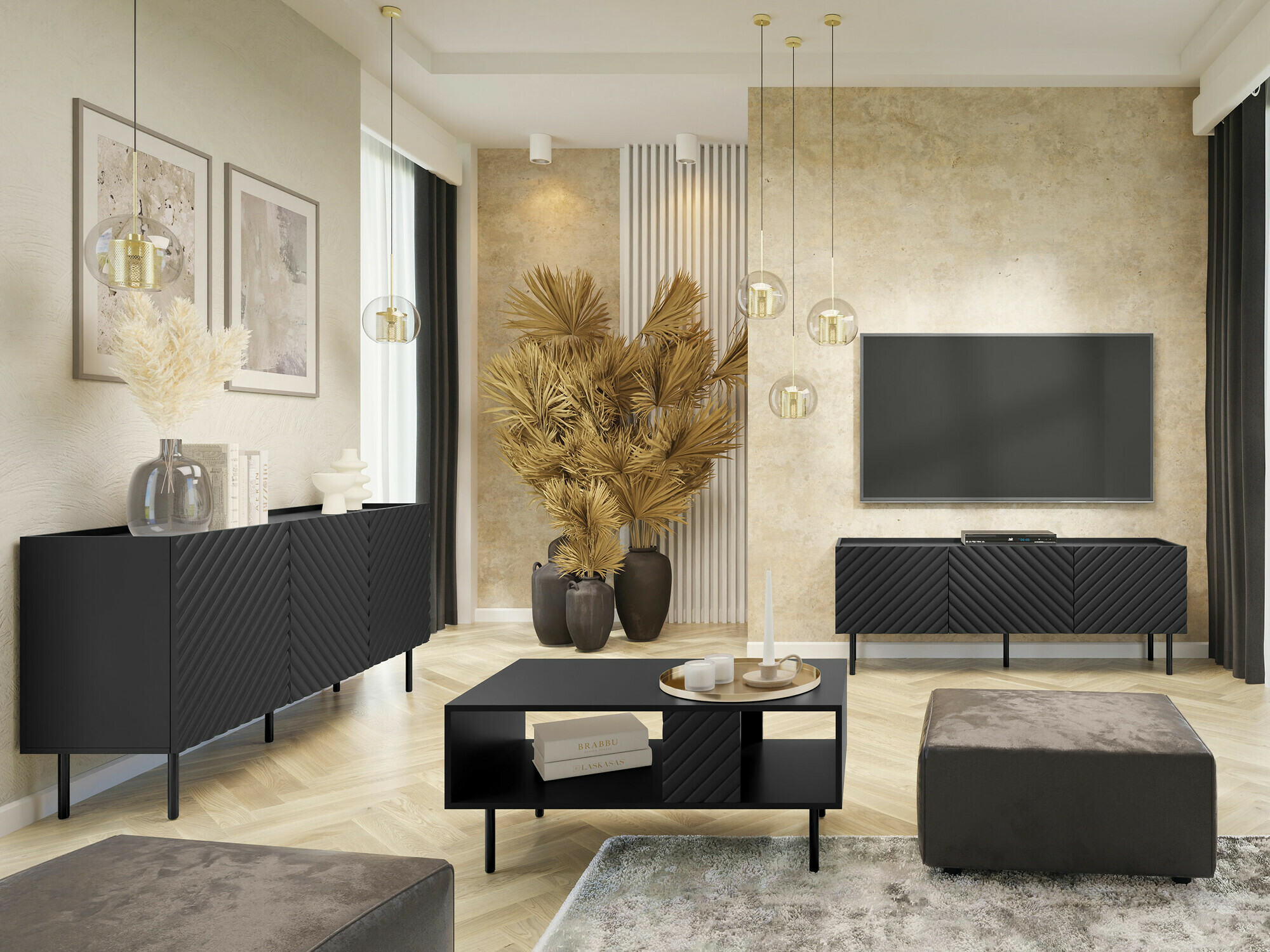Set de living Sillen (Negru)