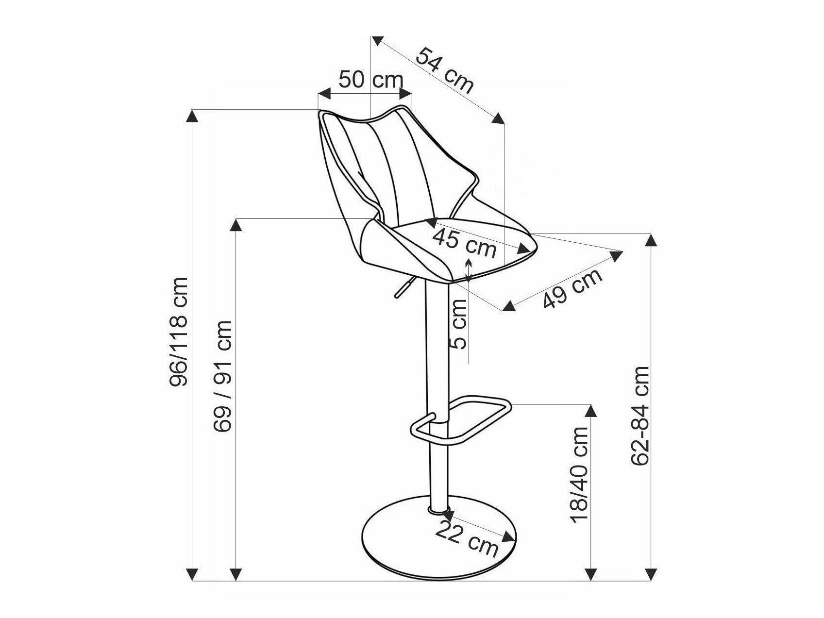 Scaun bar Houston 1843 (Gri)