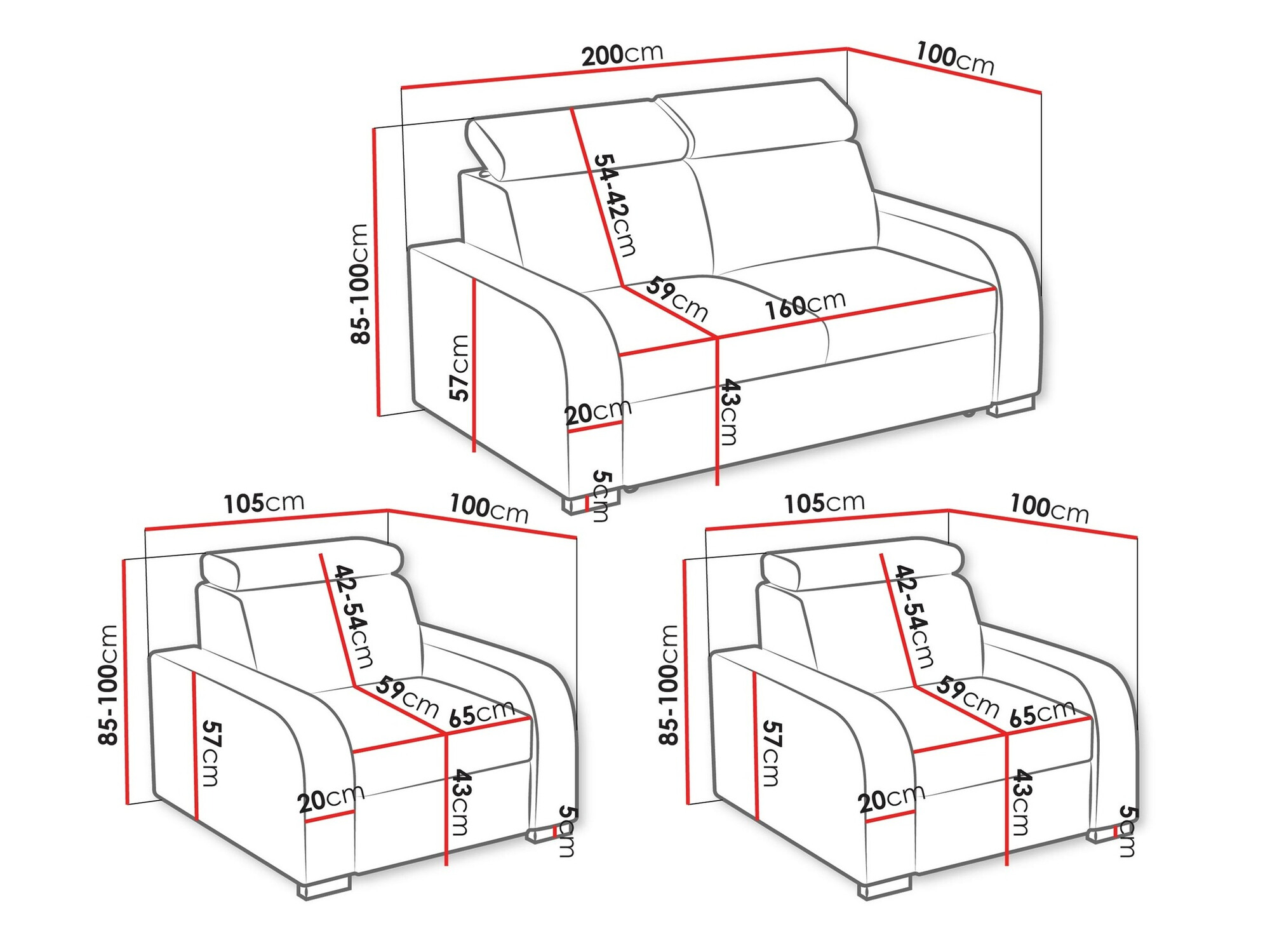 Set mobilier tapițat Ovos (Crown 18)
