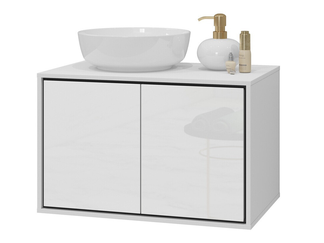 Cabinet atârnat pentru baie Tecavu 103 (Alb lucios + Alb)