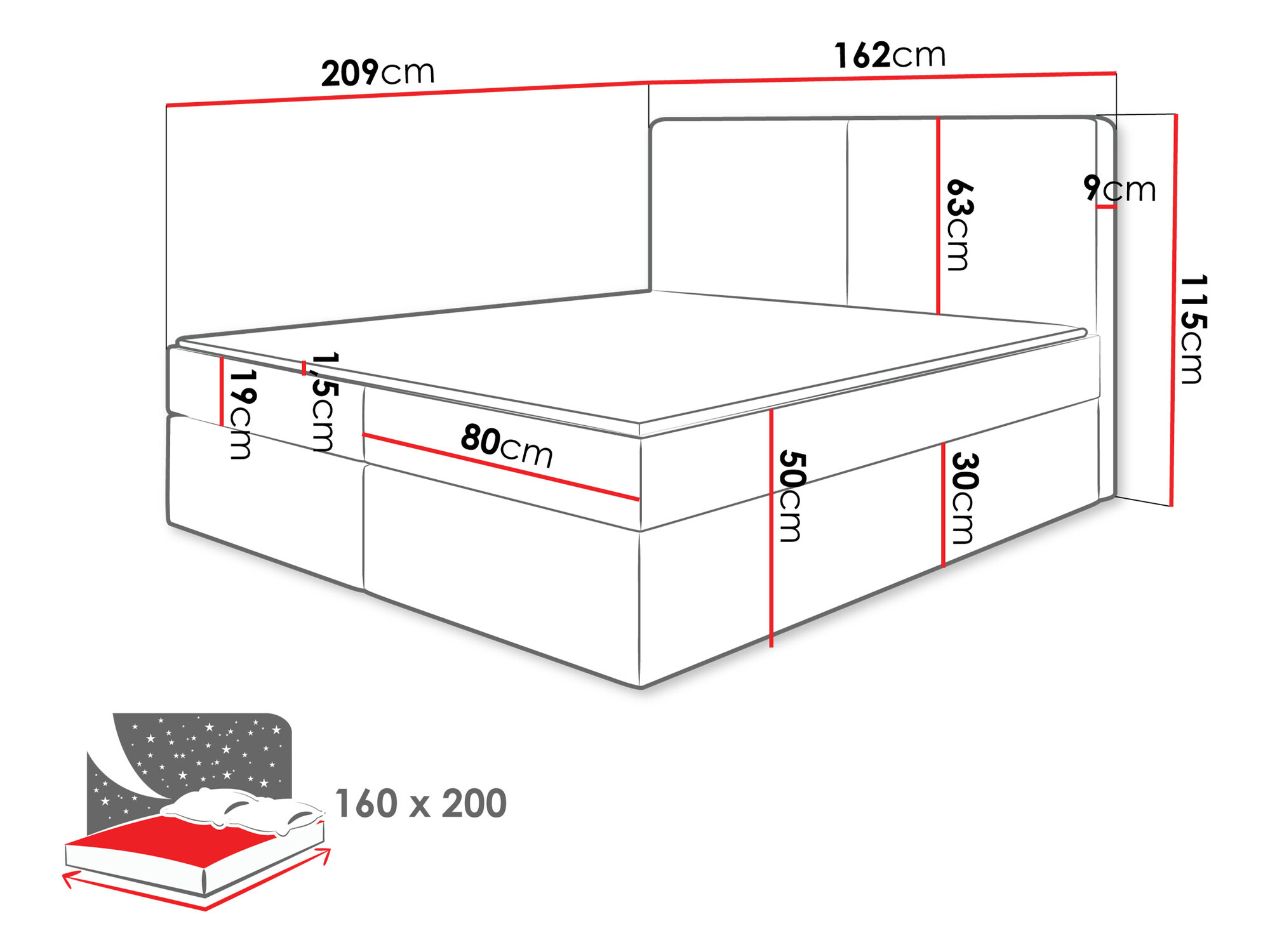 Pat boxspring Zanesville 100 (Manila 02)
