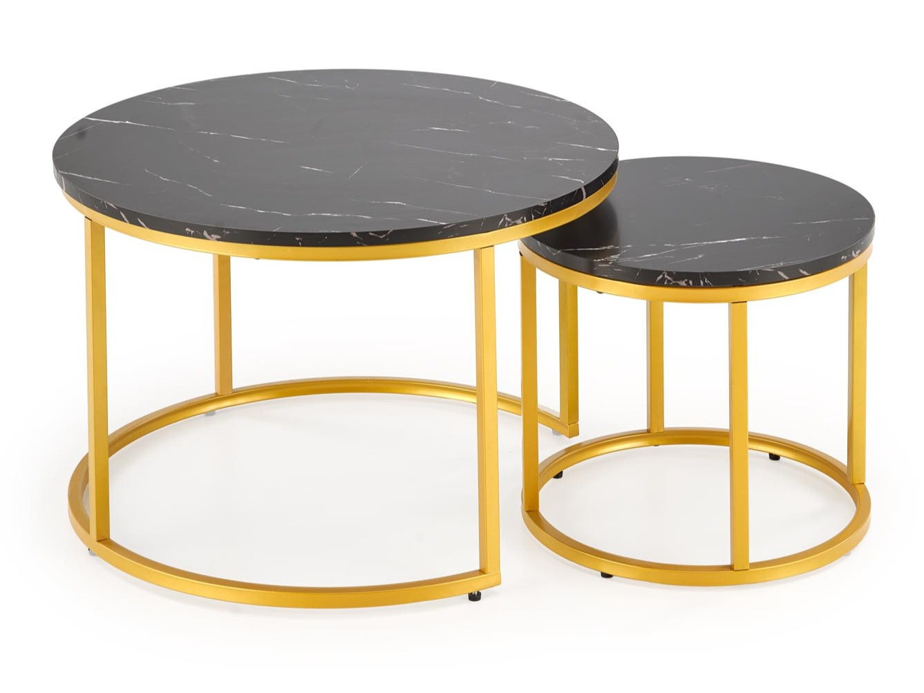 Set de măsuțe de cafea Houston 2213 (Marmură neagră + Auriu)