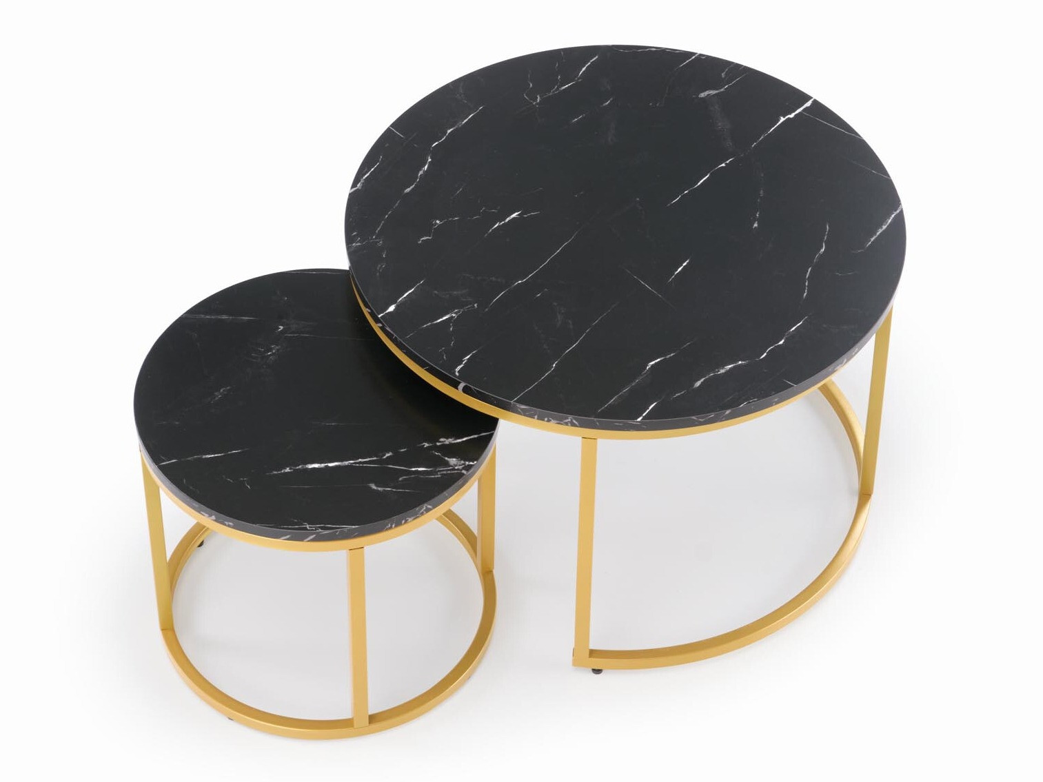 Set de măsuțe de cafea Houston 2213 (Marmură neagră + Auriu)