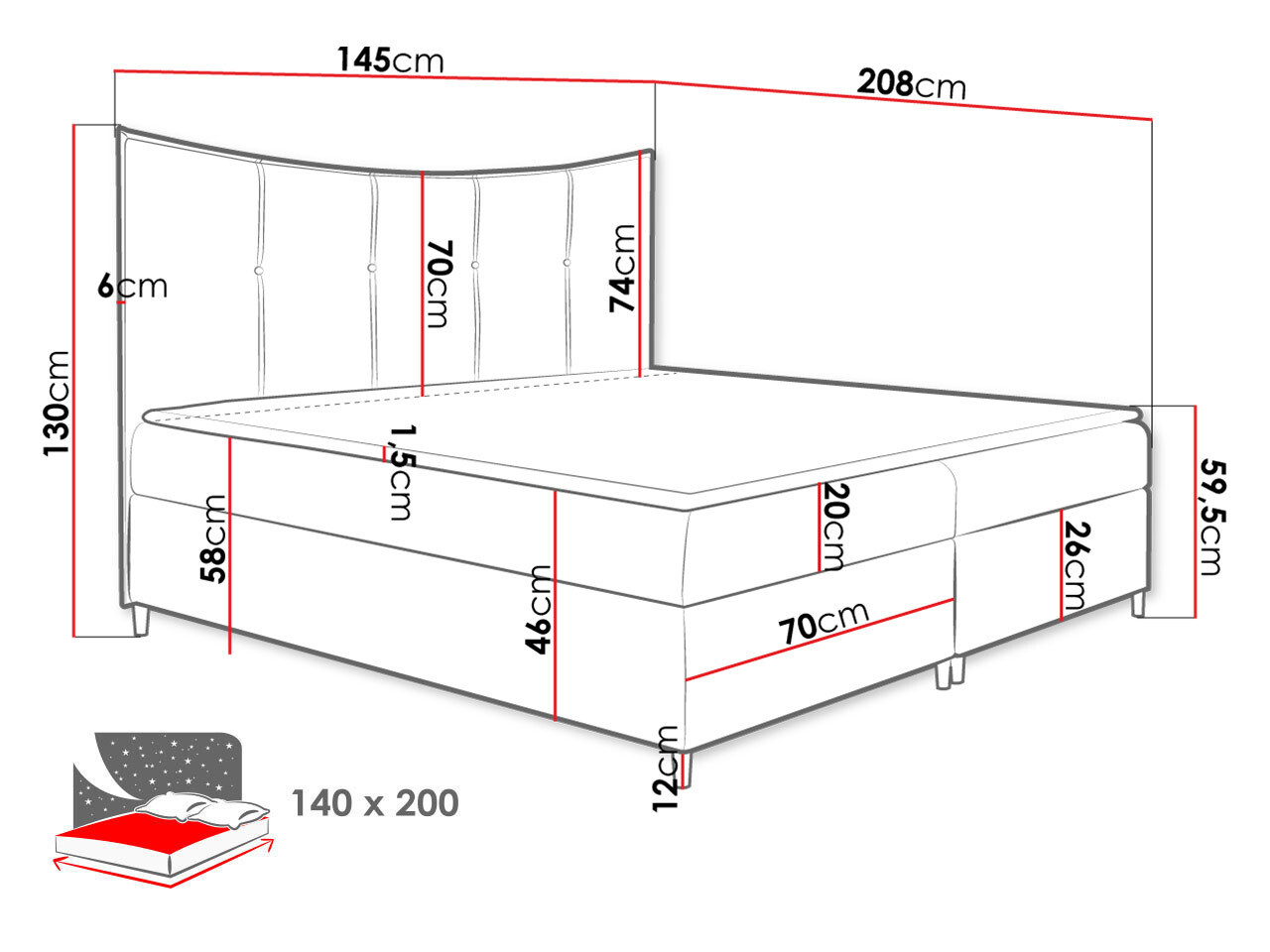 Pat boxspring Fons I (Fresh 37)