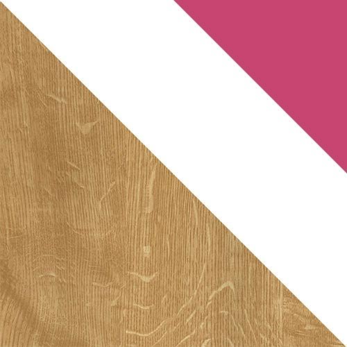 Birou Balvire 111 (Stejar deschis + Alb + Roze)