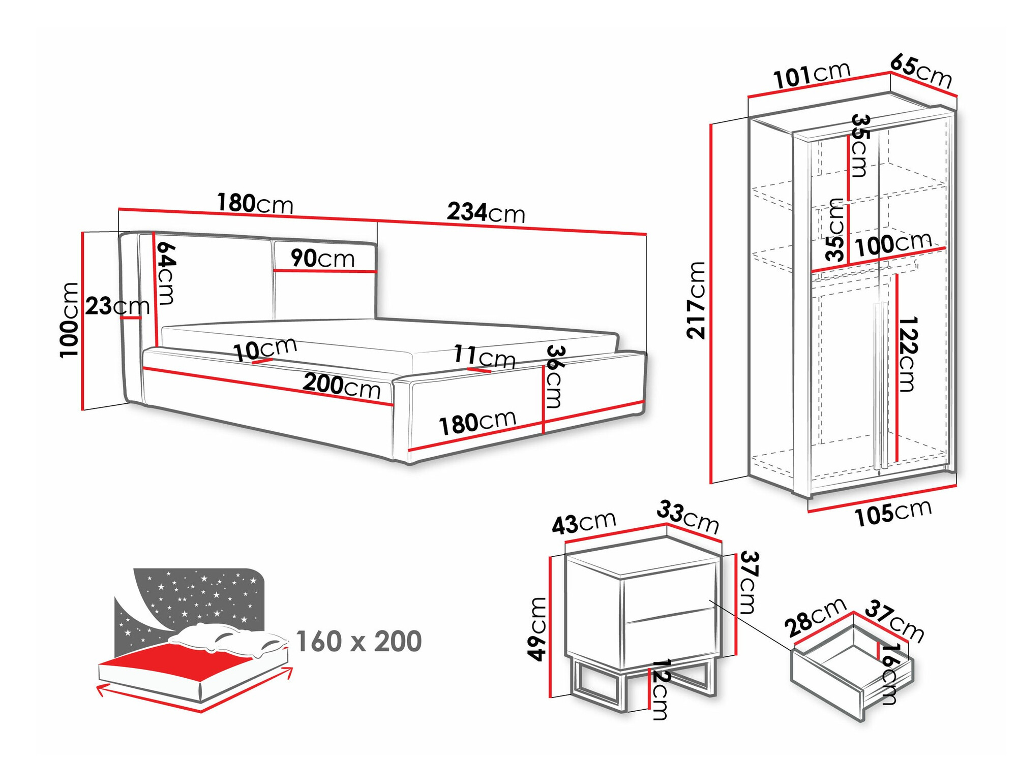 Set dormitor Calcalo 111 (Bej)