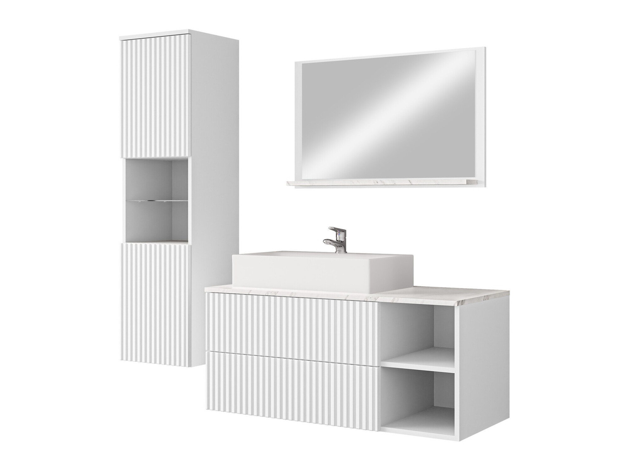 Set baie Nauta I (Alb + Marmură albă)