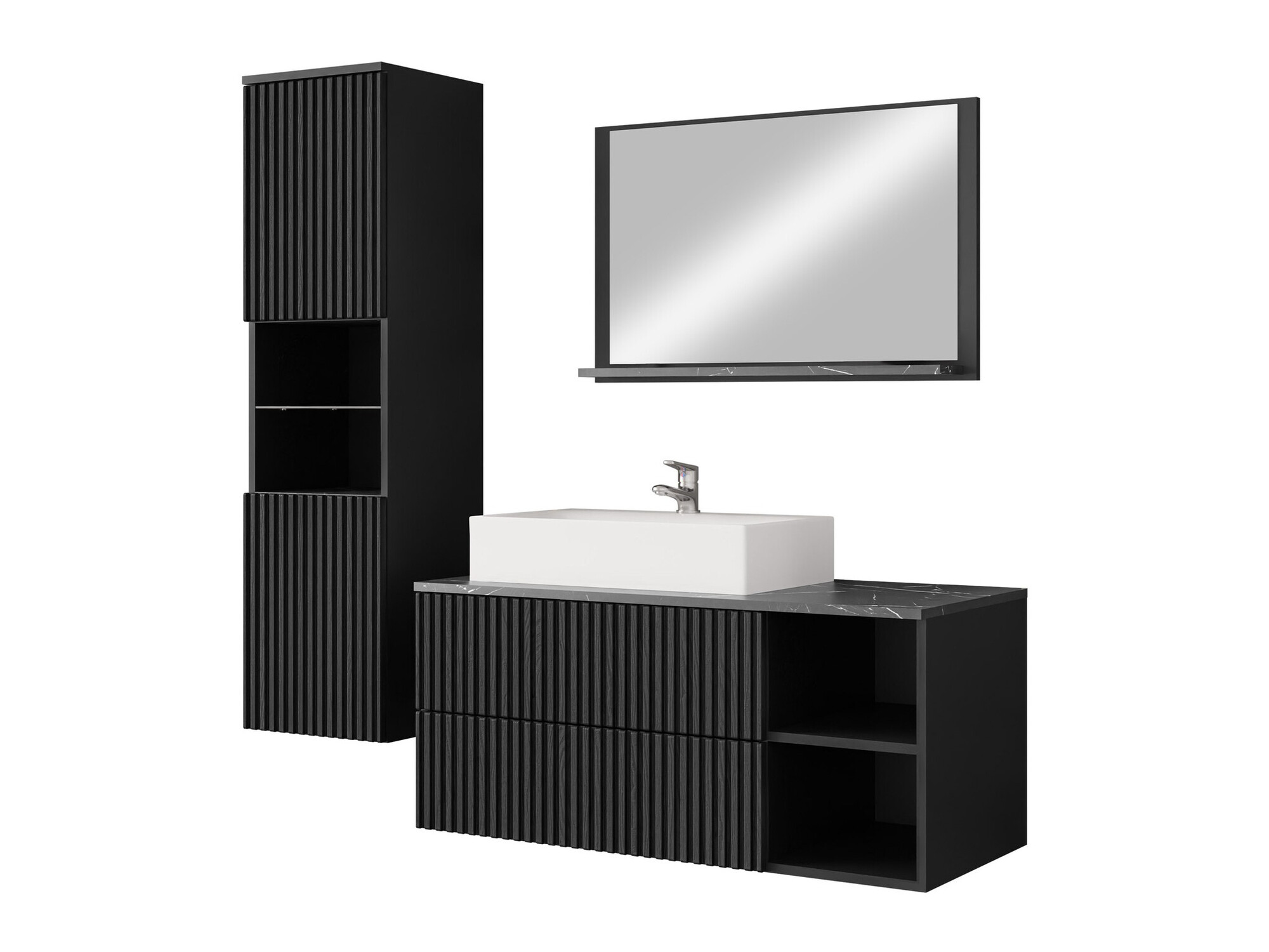 Set baie Nauta I (Negru + Marmură neagră)