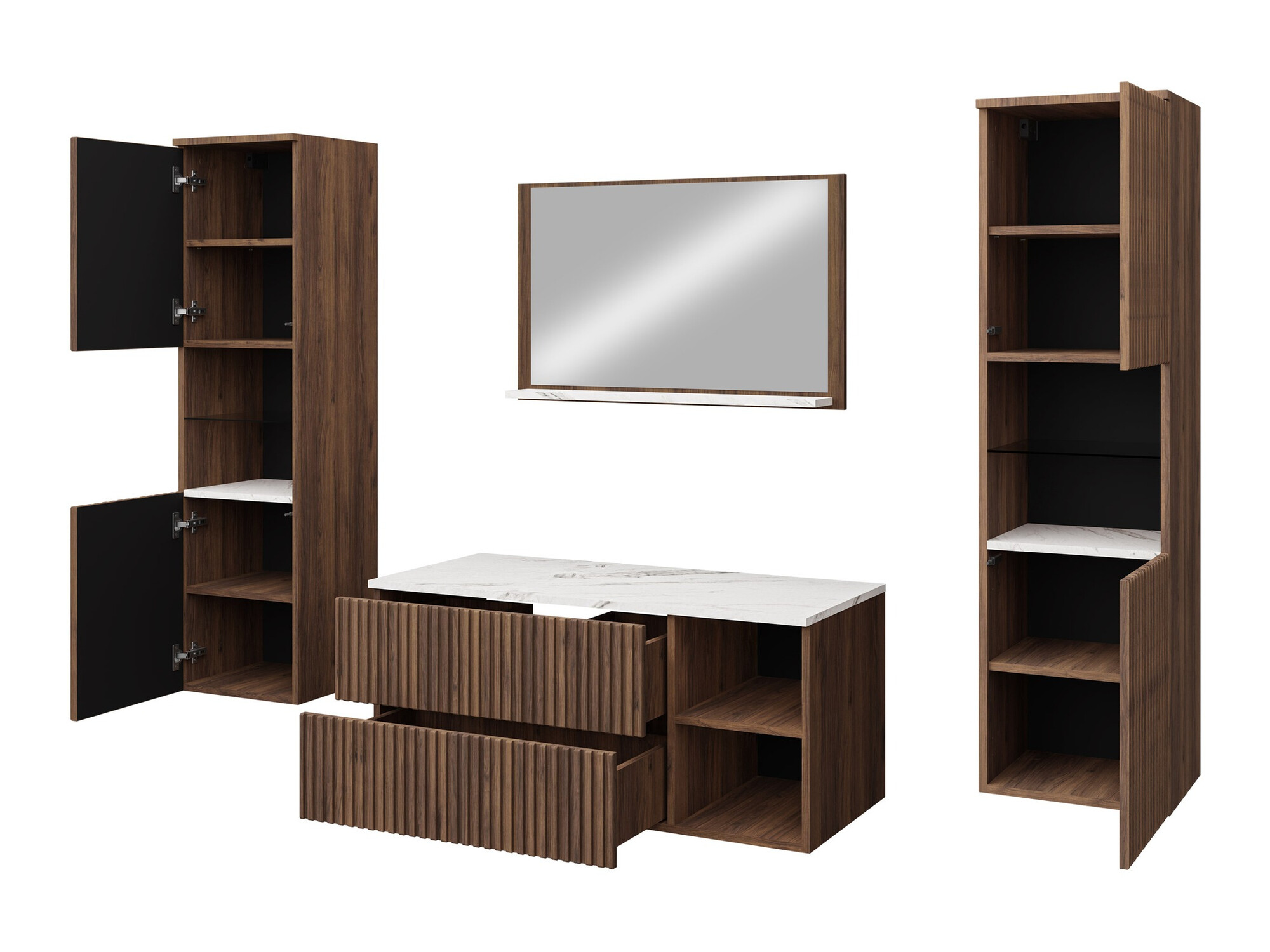 Set baie Nauta II (Nuc + Marmură albă)