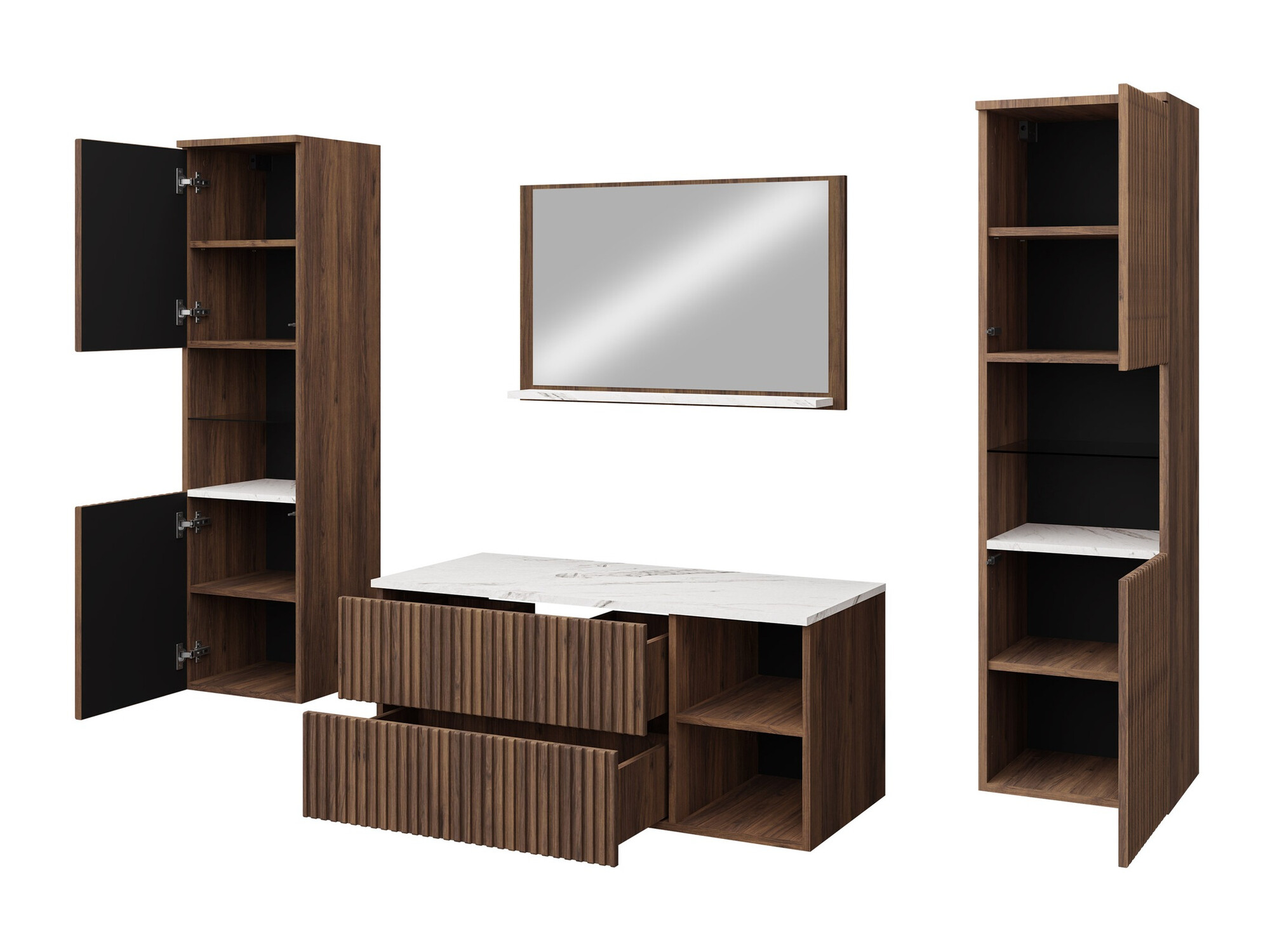 Set baie Nauta II (Nuc + Marmură albă)