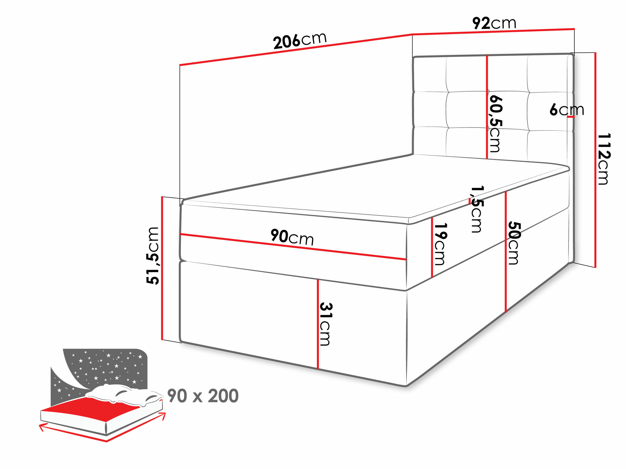 Pat boxspring Comfivo Osculum II (Muna 10)
