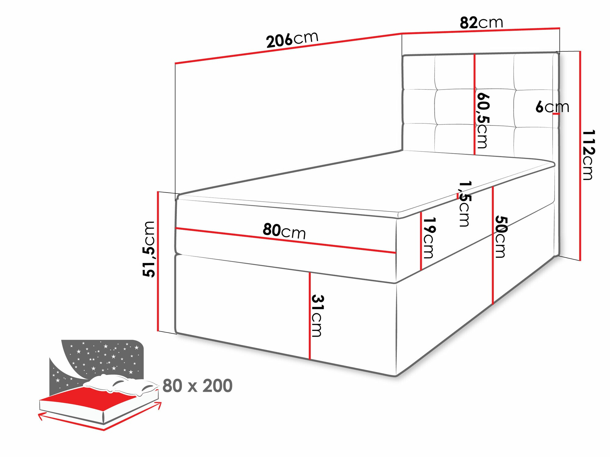 Pat boxspring Comfivo Osculum II (Muna 10)