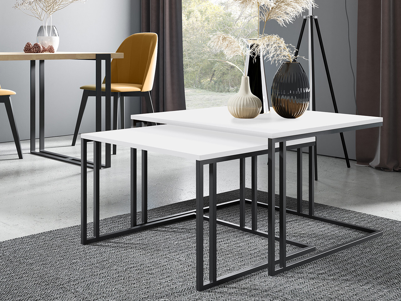 Set de măsuțe de cafea Oswego 110 (Alb + Negru)