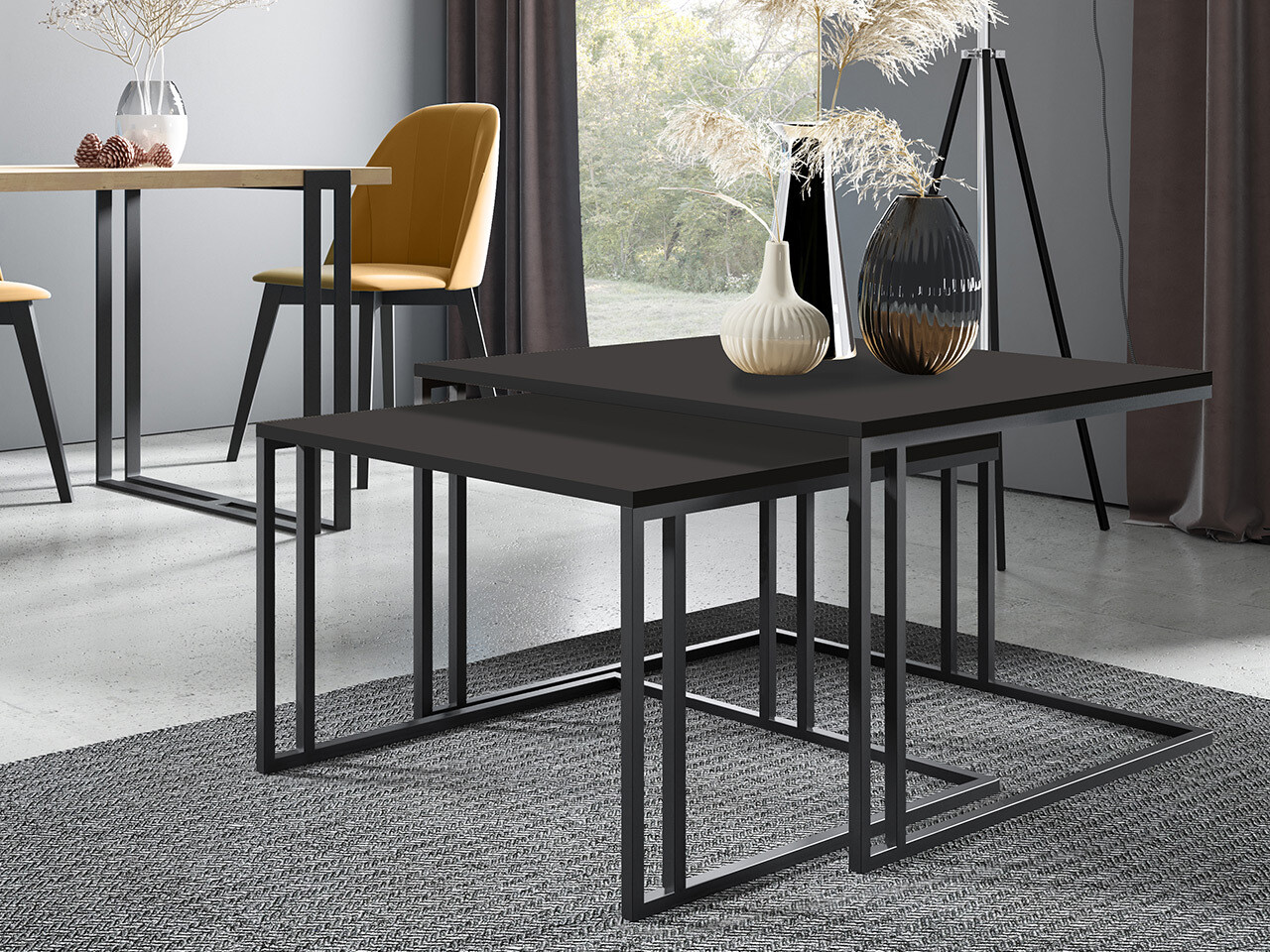 Set de măsuțe de cafea Oswego 110 (Negru)