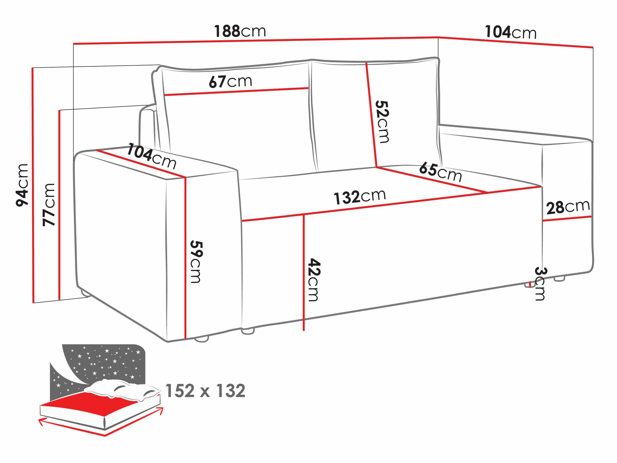 Canapea extensibilă Clovis 107 (Poso 02)