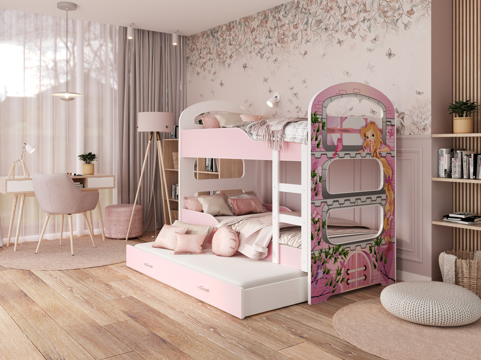 Pat supraetajat Aurora 116 (Alb + Roze)