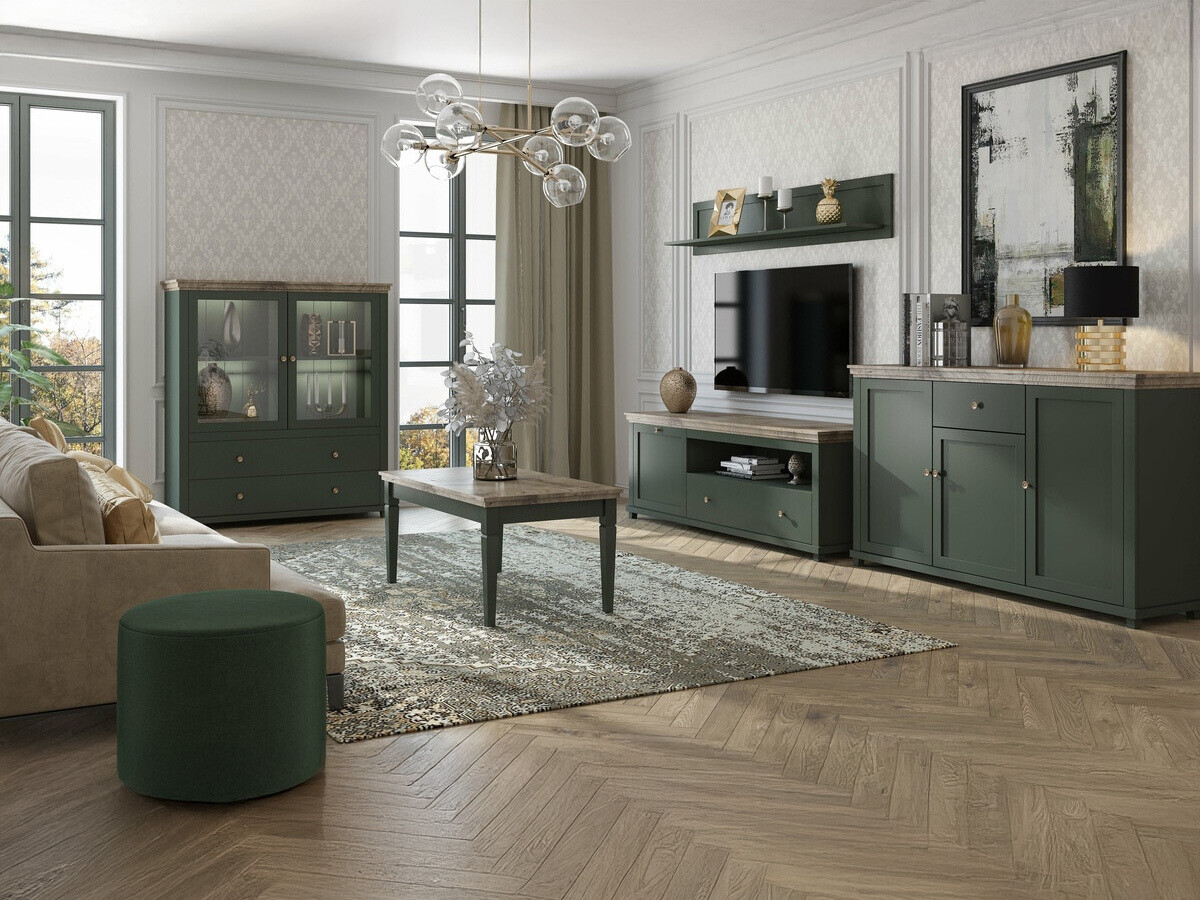 Comodă Tolnue 106 (Verde închis + Stejar lefkas)