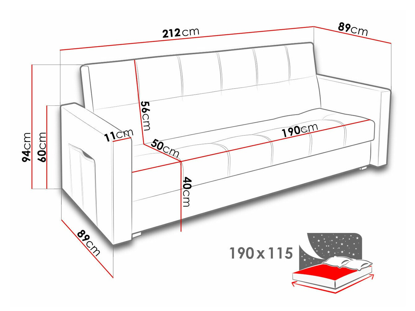Canapea extensibilă Edinburg 104 (Inari 27)