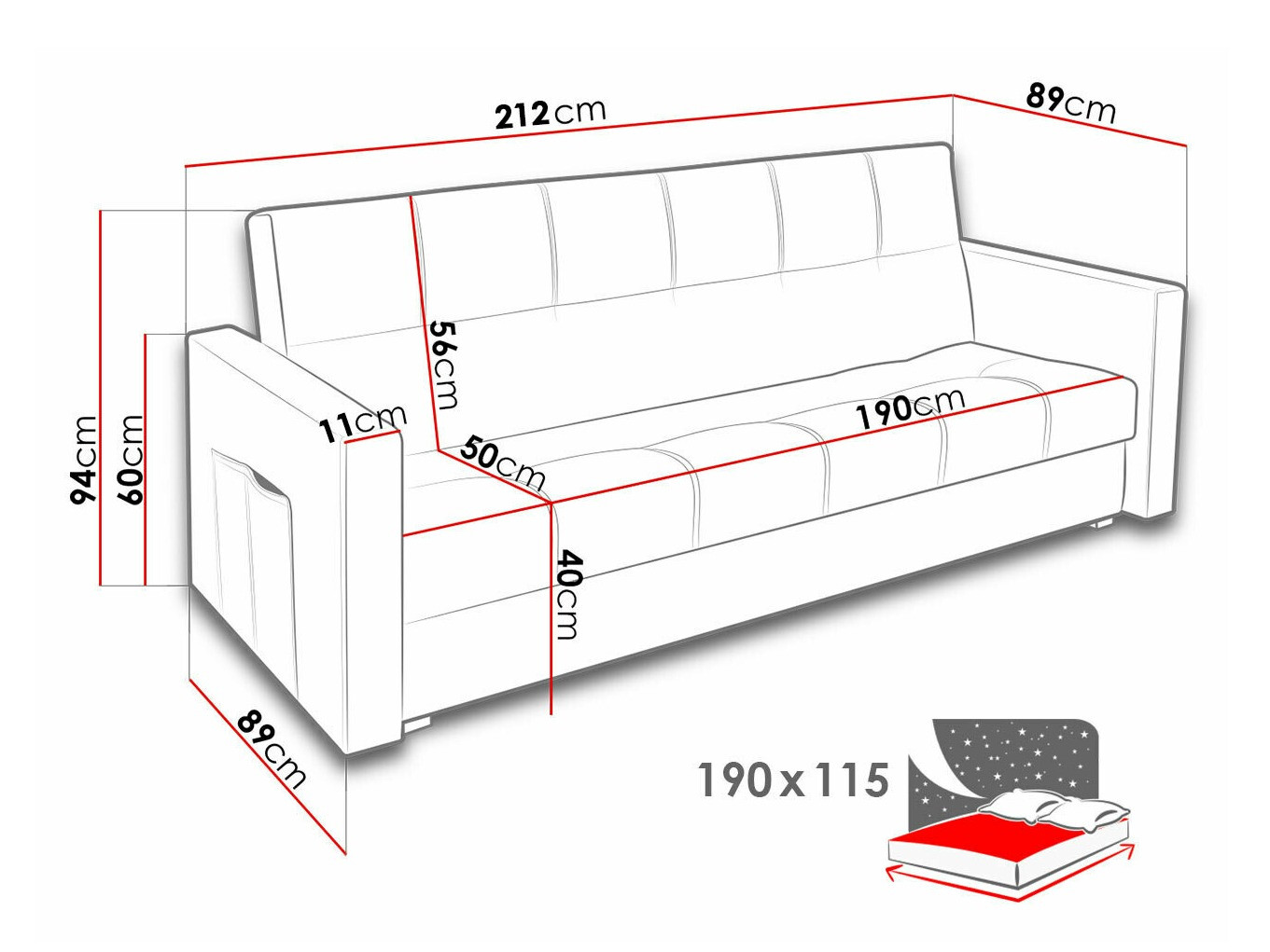 Canapea extensibilă Edinburg 104 (Inari 80)