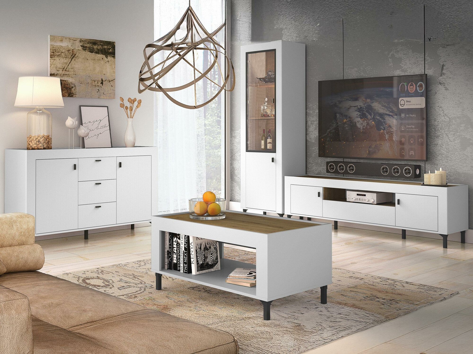 Set de living Mormavu 114 (Mat alb)