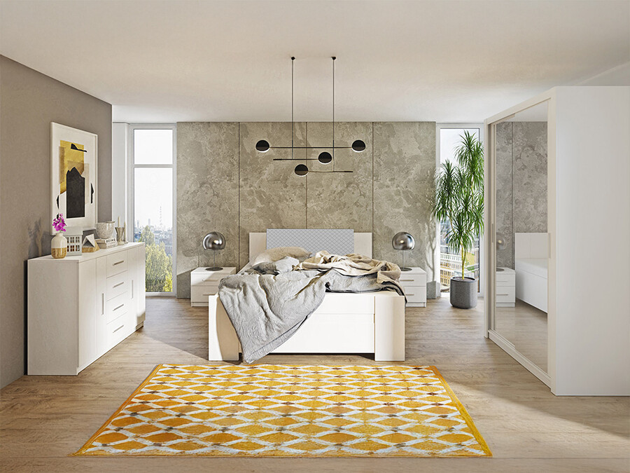 Set dormitor Catromi 112 (Alb + Soft Pik 029)