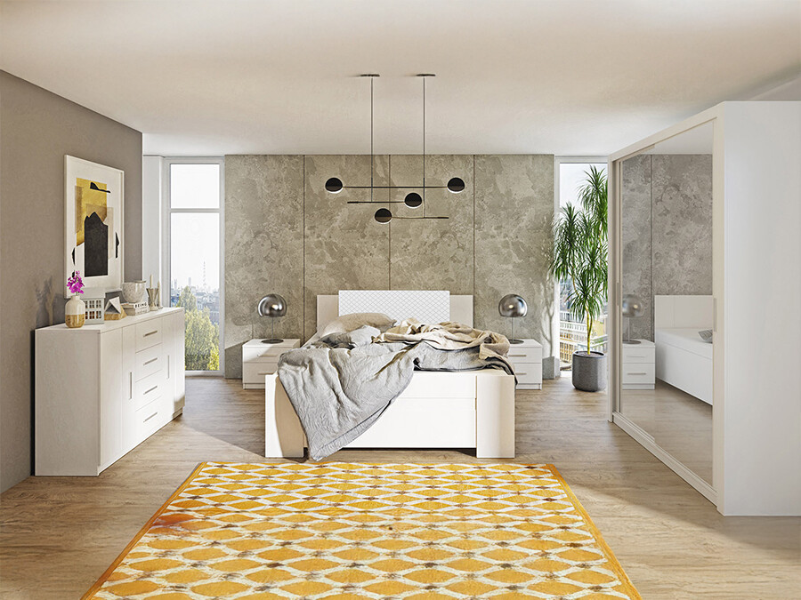 Set dormitor Catromi 113 (Alb + Soft Pik 017)