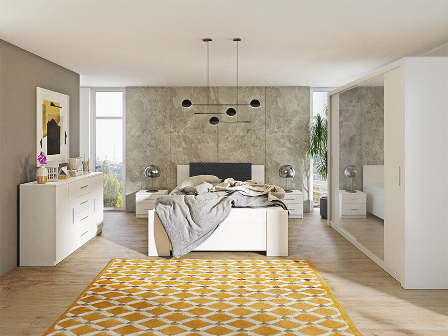 Set dormitor Catromi 114 (Alb + Soft Pik 011)