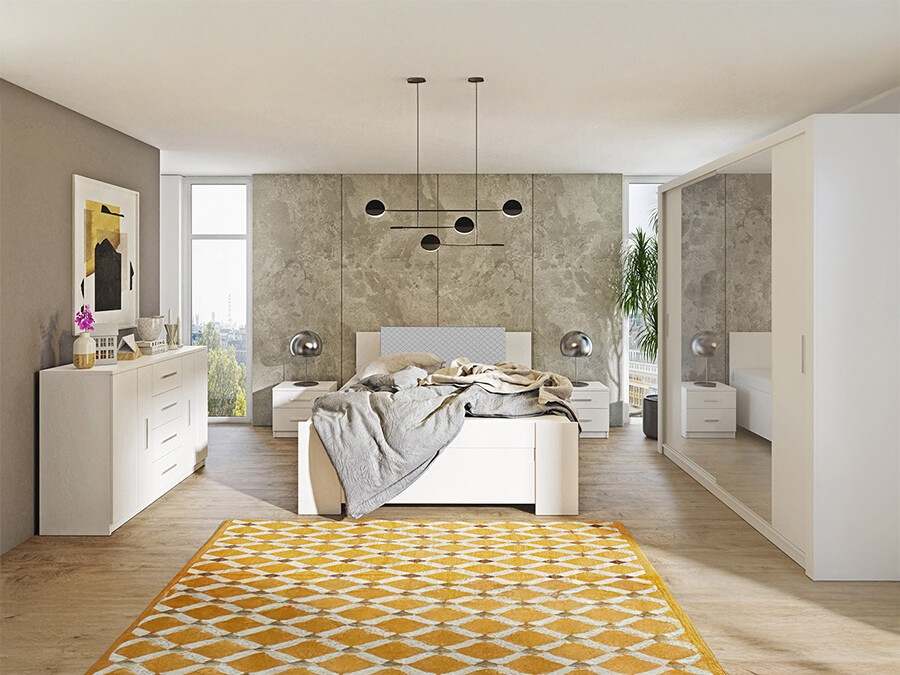 Set dormitor Catromi 114 (Alb + Soft Pik 029)