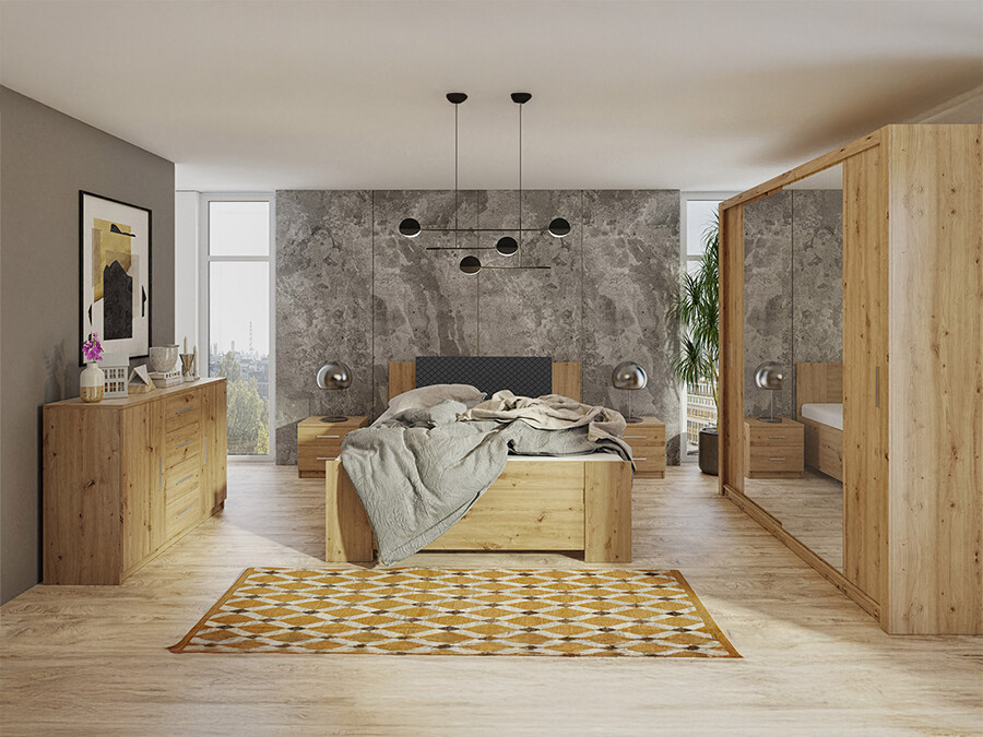 Set dormitor Catromi 114 (Stejar artizan + Soft Pik 011)