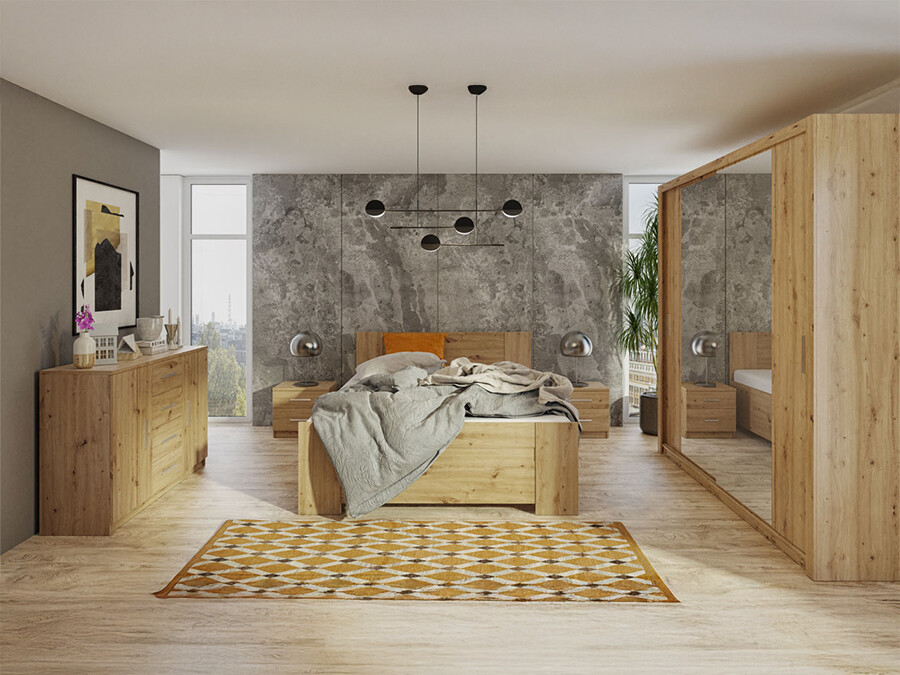 Set dormitor Catromi 114 (Stejar artizan)