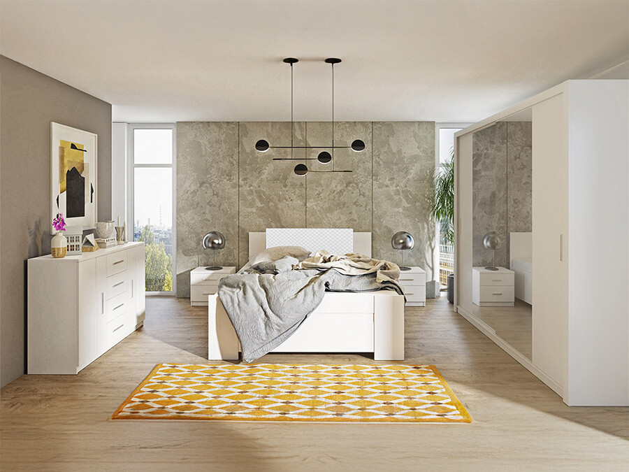 Set dormitor Catromi 115 (Alb + Soft Pik 017)