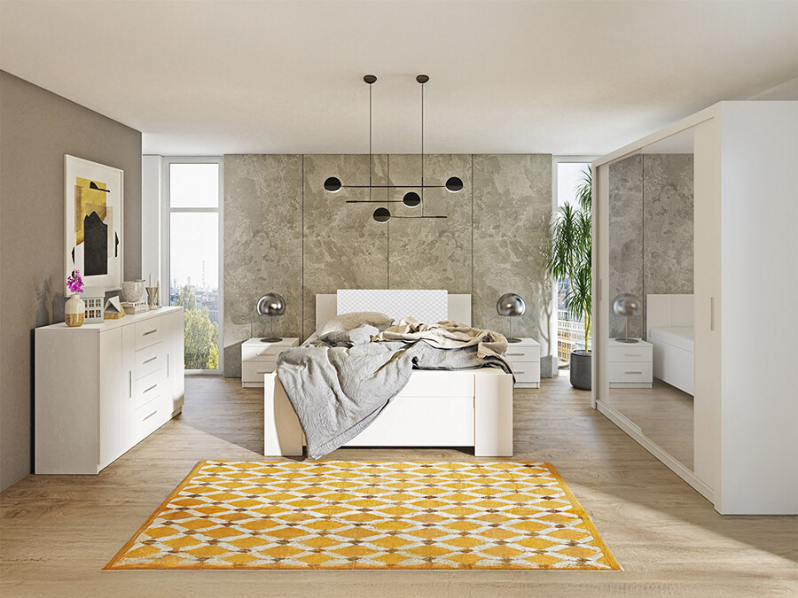 Set dormitor Catromi 121 (Alb + Soft Pik 017)