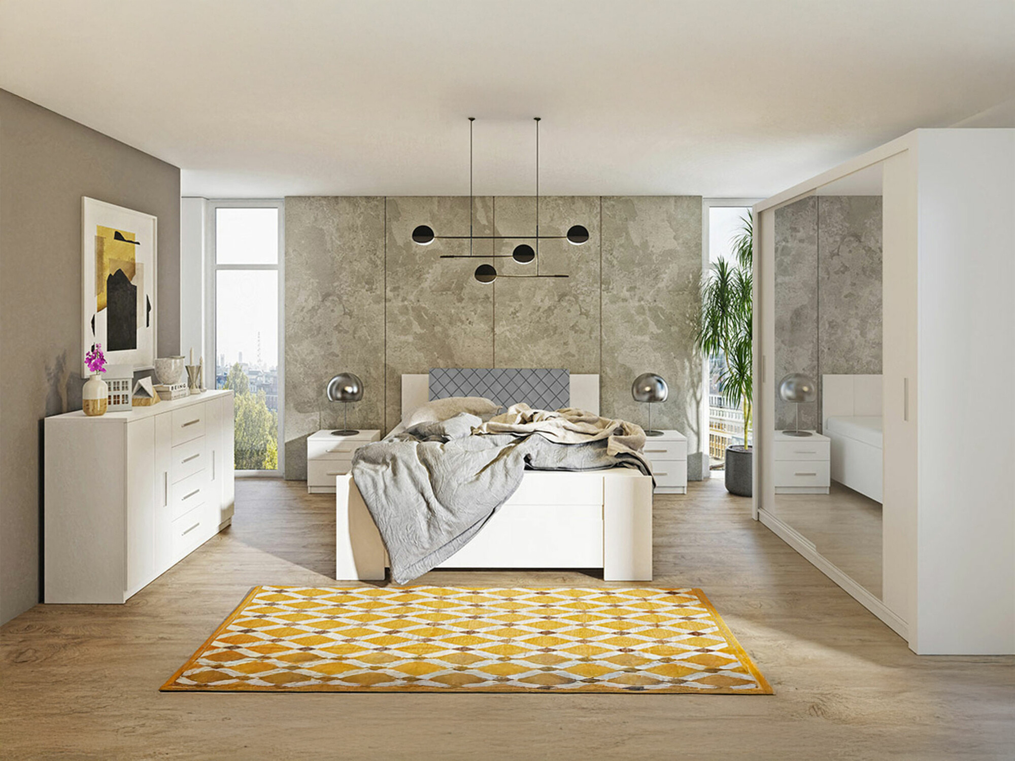 Set dormitor Catromi 121 (Alb + Soft Pik 029)