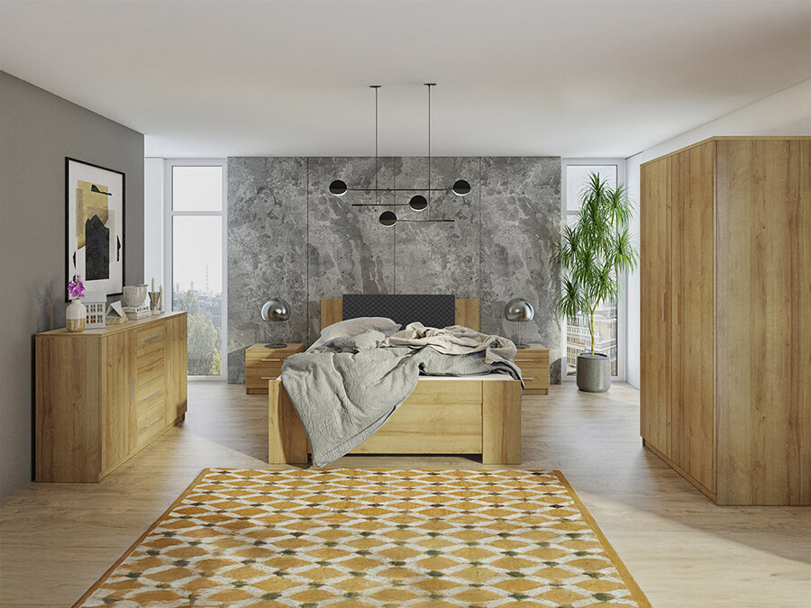 Set dormitor Catromi 122 (Stejar artizan + Soft Pik 011)
