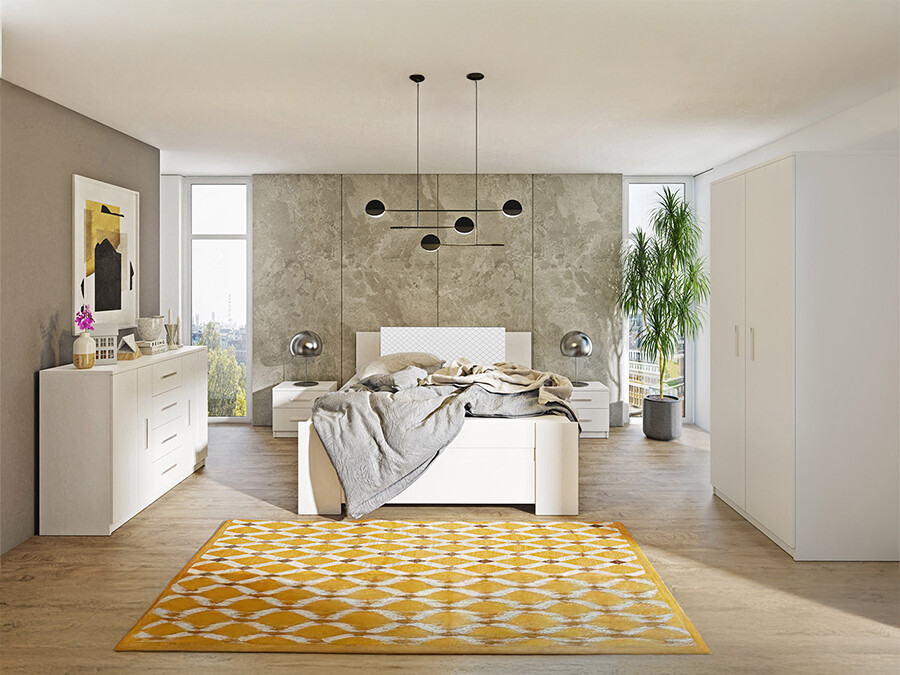 Set dormitor Catromi 123 (Alb + Soft Pik 017)