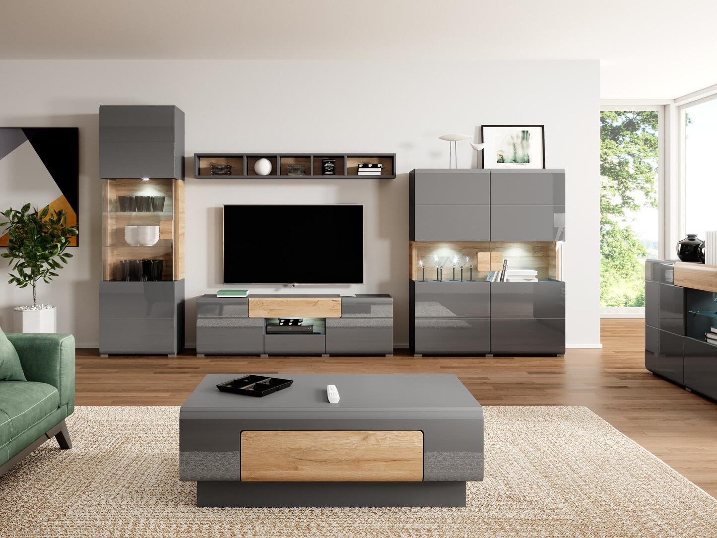 Raft Torsone 103 (Antracit + Gloss antracit + Stejar Grandson)