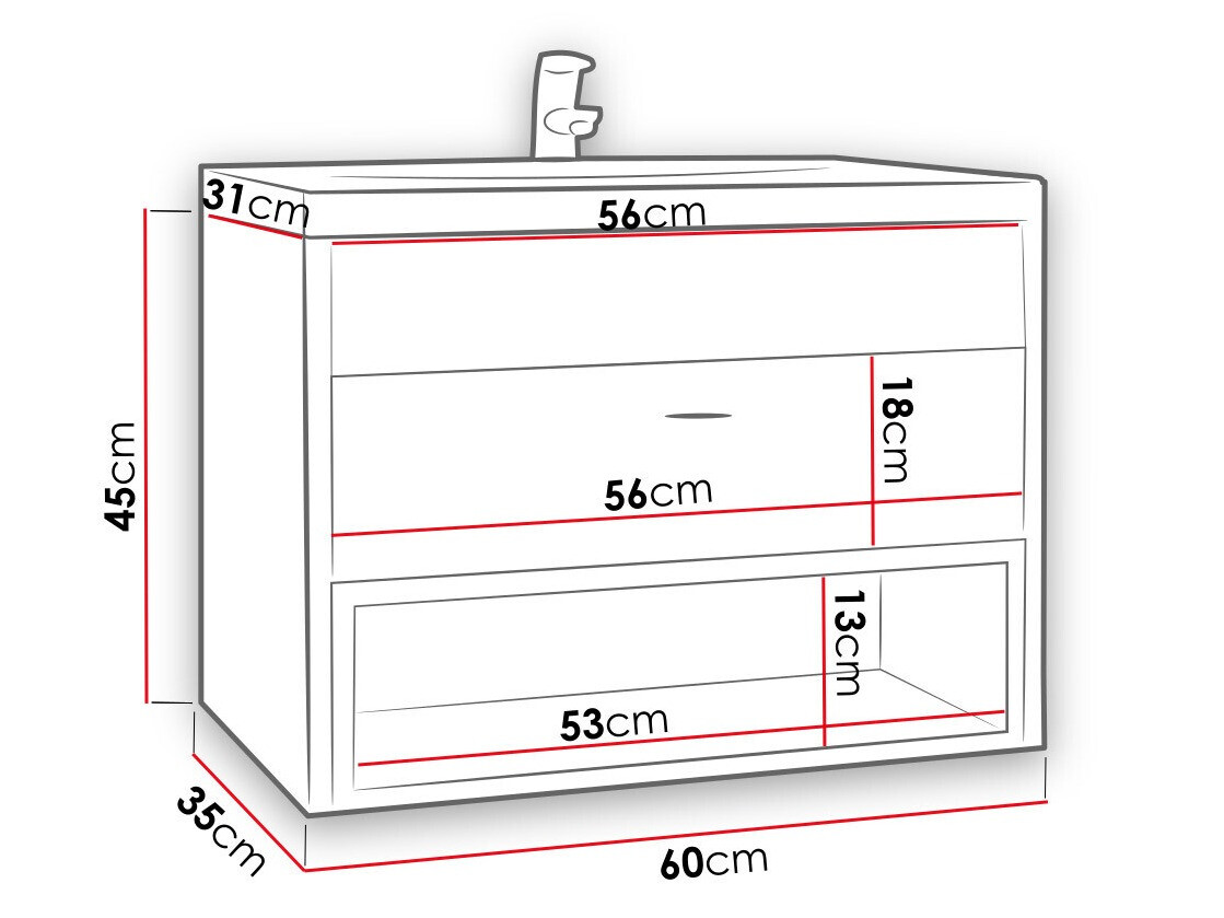 Cabinet atârnat pentru baie Velum (Stejar artizan + Negru)