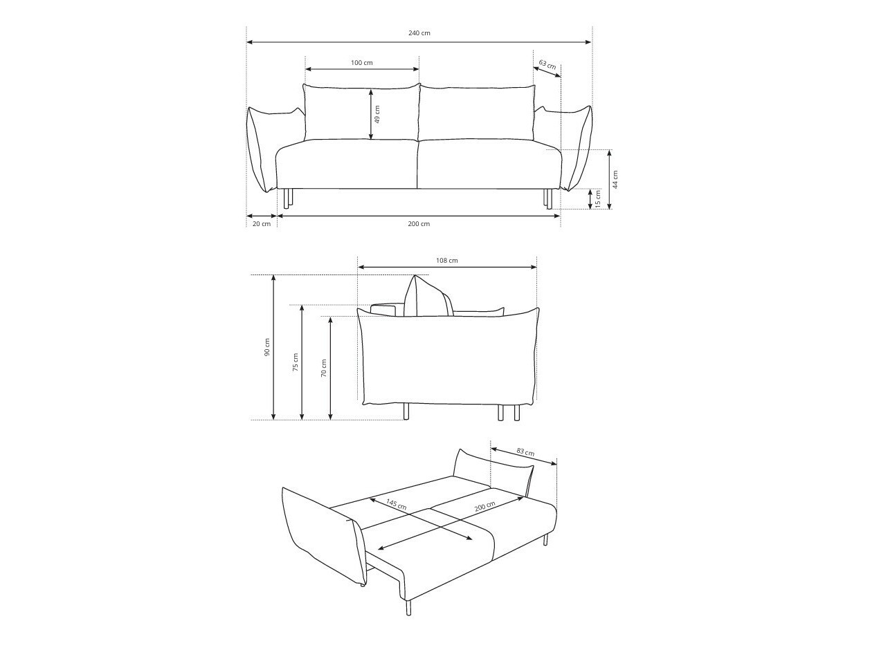 Canapea extensibilă Kingston 131 (Horizon 38)