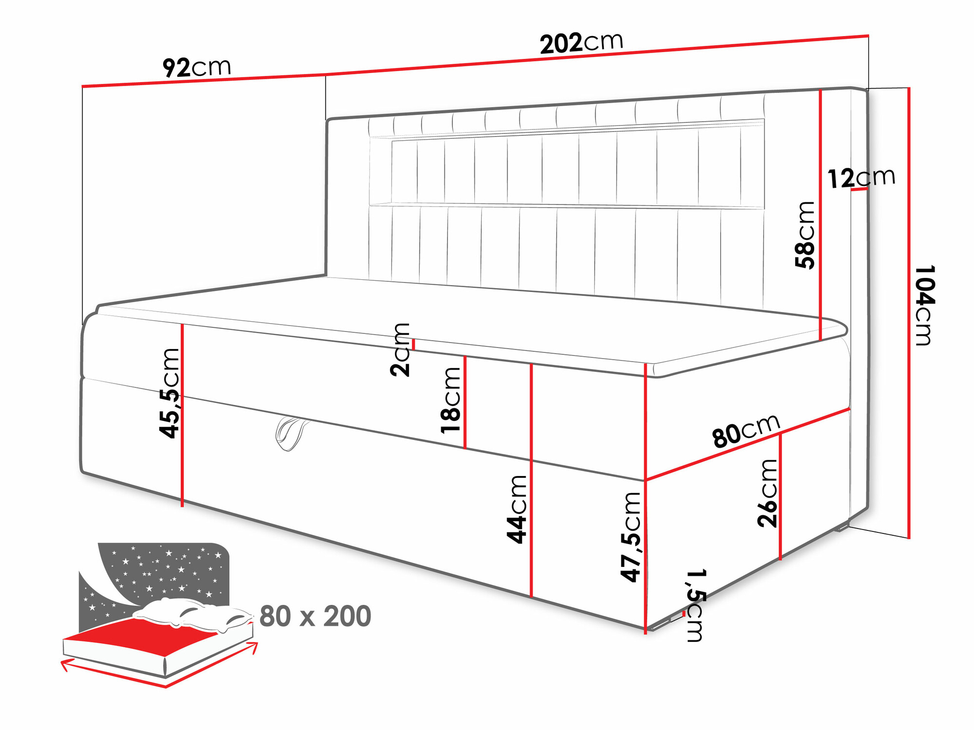 Pat boxspring Lucus IV (Soft 017 + Fresh 1)
