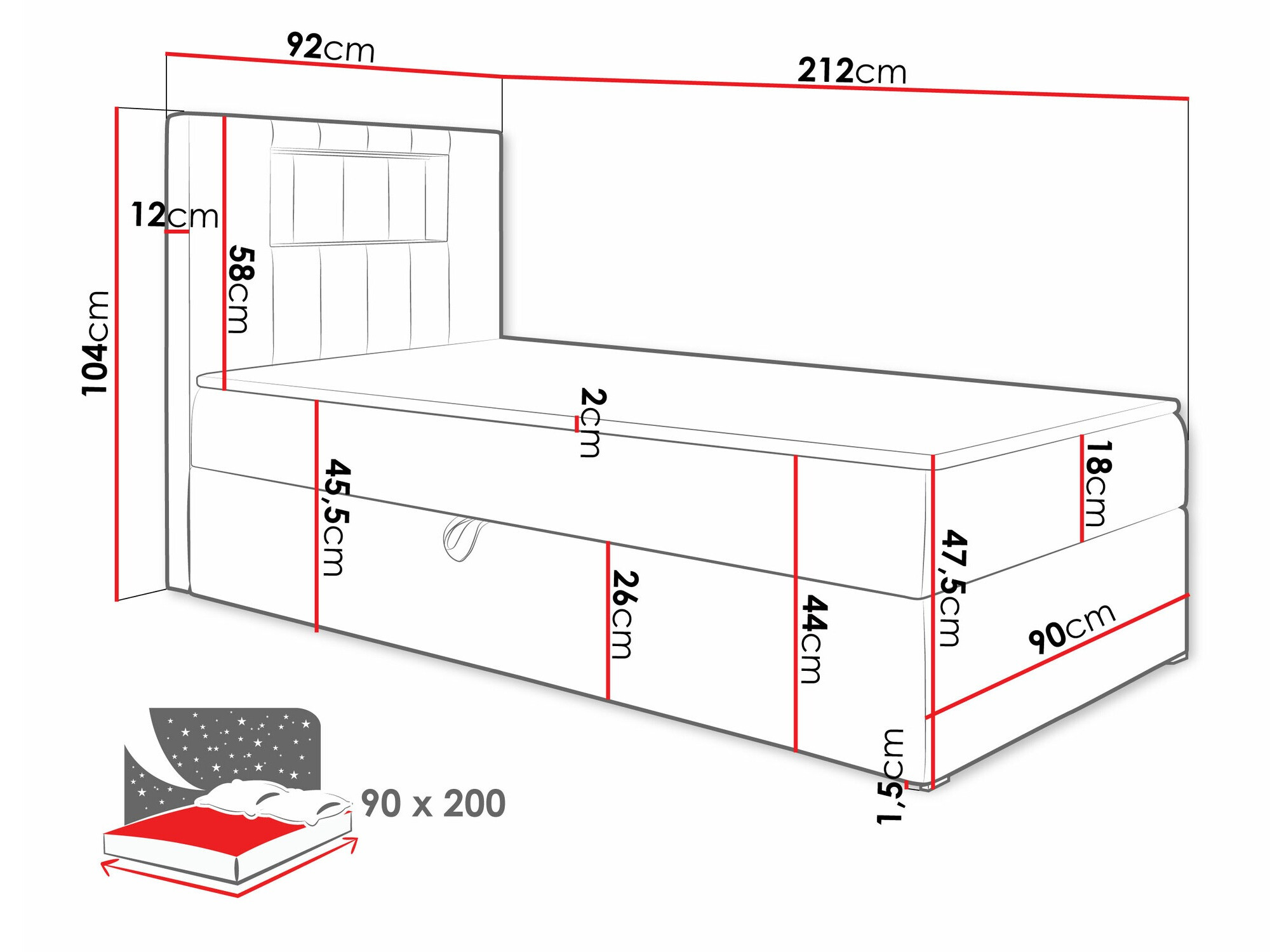 Pat boxspring Lucus V (Soft 017 + Fresh 12)