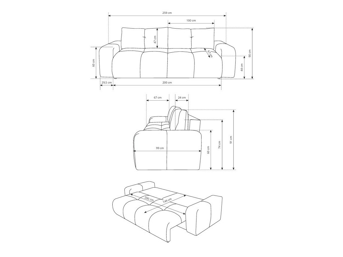 Canapea extensibilă Kingston 154 (Perfect Harmony 01)
