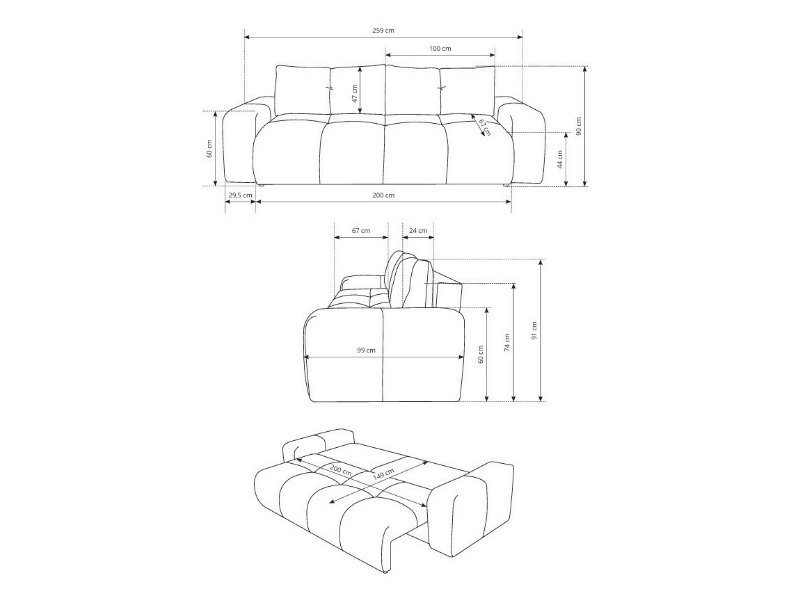 Canapea extensibilă Kingston 154 (Perfect Harmony 02)