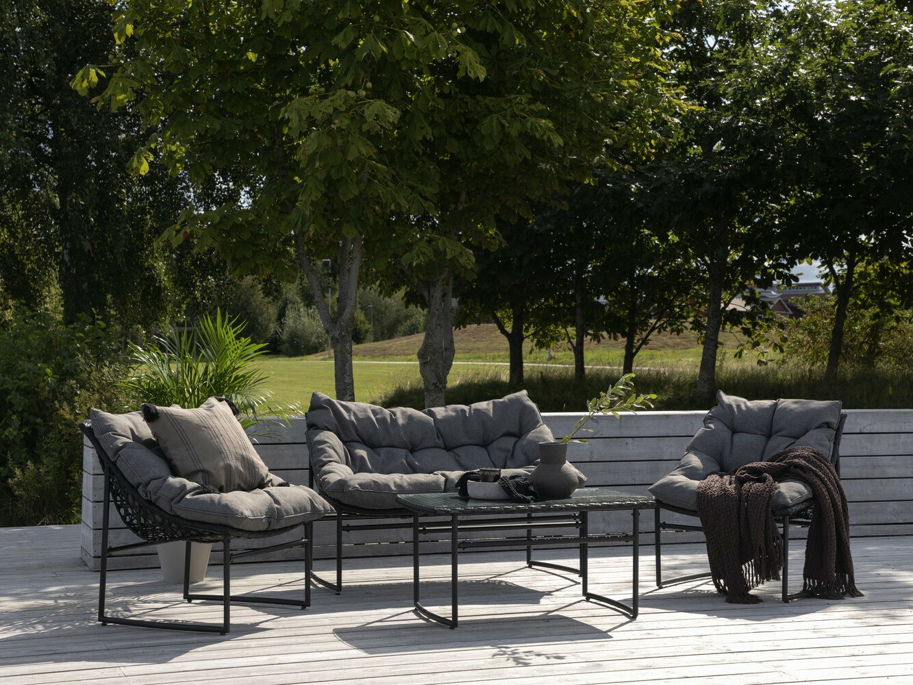 Set mobilier de exterior Dallas 4732 (Negru + Gri)